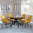 Bronx Industrial Oak Effect 4 Seater Round Dining Set with Spider Legs - 4 Darwin Yellow Fabric Dining Chair-2