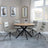 Ezra Oak 4 Seater Round Dining Set with Black Spider Legs - 4 Diego Beige Leather Swivel Dining Chair