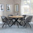 Ezra Oak 4 Seater Round Dining Set with Black Spider Legs - 4 Ion Dark Grey Velvet Fabric Swivel Dining Chair