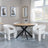 Ezra Oak 4 Seater Round Dining Set with Black Spider Legs - 4 Kiefer Cream Boucle Fabric Dining Chair