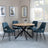 Bronx Industrial Oak Effect 4 Seater Round Dining Set with Spider Legs - 4 Peyton Blue Fabric Dining Chair-3