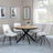 Bronx Industrial Oak Effect 4 Seater Round Dining Set with Spider Legs - 4 Peyton Cream Fabric Dining Chair-4