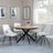 Ezra Oak 4 Seater Round Dining Set with Black Spider Legs - 4 Peyton Cream Fabric Dining Chair-4