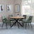 Ezra Oak 4 Seater Round Dining Set with Black Spider Legs - 4 Peyton Green Fabric Dining Chair-2