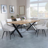 Bronx Industrial Oak Effect Dining Set with Cross Legs - Ace Beige Fabric Swivel Dining Chair-3