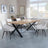 Ezra Oak Dining Set with Black Cross Legs - Ace Beige Fabric Swivel Dining Chair