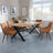 Bronx Industrial Oak Effect Dining Set with Cross Legs - Ace Orange Fabric Swivel Dining Chair