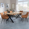 Bronx Industrial Oak Effect Dining Set with Cross Legs - Ace Orange Fabric Swivel Dining Chair