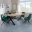 Bronx Industrial Oak Effect Dining Set with Cross Legs - Arctic Green Velvet Fabric Swivel Dining Chair-2
