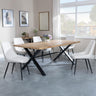 Bronx Industrial Oak Effect Dining Set with Cross Legs - Darwin Cream Fabric Dining Chair-2