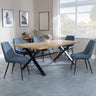 Bronx Industrial Oak Effect Dining Set with Cross Legs - Darwin Dark Grey Fabric Dining Chair
