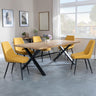 Bronx Industrial Oak Effect Dining Set with Cross Legs - Darwin Yellow Fabric Dining Chair-3