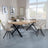 Bronx Industrial Oak Effect Dining Set with Cross Legs - Ion Beige Velvet Fabric Swivel Dining Chair