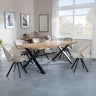 Bronx Industrial Oak Effect Dining Set with Cross Legs - Ion Beige Velvet Fabric Swivel Dining Chair