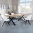 Bronx Industrial Oak Effect Dining Set with Cross Legs - Ion Cream Velvet Fabric Swivel Dining Chair-5