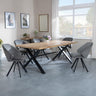 Bronx Industrial Oak Effect Dining Set with Cross Legs - Ion Dark Grey Velvet Fabric Swivel Dining Chair-2