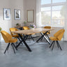 Bronx Industrial Oak Effect Dining Set with Cross Legs - Ion Mustard Velvet Fabric Swivel Dining Chair-4