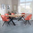 Bronx Industrial Oak Effect Dining Set with Cross Legs - Ion Orange Velvet Fabric Swivel Dining Chair-3