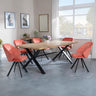Bronx Industrial Oak Effect Dining Set with Cross Legs - Ion Orange Velvet Fabric Swivel Dining Chair-3