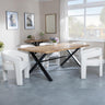 Bronx Industrial Oak Effect Dining Set with Cross Legs - Kiefer Cream Boucle Fabric Dining Chair-2