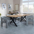 Bronx Industrial Oak Effect Dining Set with Cross Legs - Kiefer Grey Boucle Fabric Dining Chair