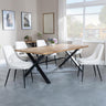 Ezra Oak Dining Set with Black Cross Legs - Peyton Cream Fabric Dining Chair-4