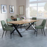 Ezra Oak Dining Set with Black Cross Legs - Peyton Green Fabric Dining Chair-3