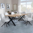 Bronx Industrial Oak Effect Dining Set with Cross Legs - Theo Grey Fabric Swivel Dining Chair