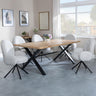 Bronx Industrial Oak Effect Dining Set with Cross Legs - Theo Grey Fabric Swivel Dining Chair