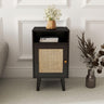 Ferrero Black and Woven Rattan 1 Door Bedside Table-2