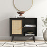 Ferrero Black and Woven Rattan 1 Door Cabinet-2