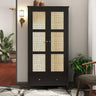 Ferrero Black and Woven Rattan 2 Door 1 Drawer Wardrobe-2