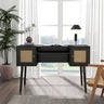 Ferrero Black and Woven Rattan 2 Drawer Desk-2