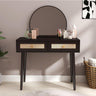 Ferrero Black and Woven Rattan 2 Drawer Dressing Table with Mirror-2