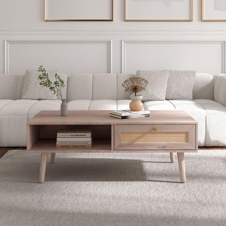 Ferrero Natural and Woven Rattan 1 Drawer Coffee Table