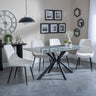 Ripon Grey Ceramic Dining Set - Darwin Cream Fabric Dining Chair-2