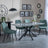 Ripon Grey Ceramic Dining Set - Darwin Green Fabric Dining Chair