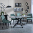 Ripon Grey Ceramic Dining Set - Darwin Green Fabric Dining Chair