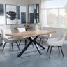 Bronx Industrial Oak Effect Dining Set with Spider Legs - Ace Beige Fabric Swivel Dining Chair-3