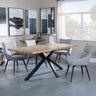 Bronx Industrial Oak Effect Dining Set with Spider Legs - Ace Grey Fabric Swivel Dining Chair-2