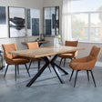 Bronx Industrial Oak Effect Dining Set with Spider Legs - Ace Orange Fabric Swivel Dining Chair