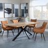 Bronx Industrial Oak Effect Dining Set with Spider Legs - Ace Orange Fabric Swivel Dining Chair