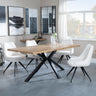 Bronx Industrial Oak Effect Dining Set with Spider Legs - Arctic Cream Velvet Fabric Swivel Dining Chair-4