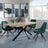 Bronx Industrial Oak Effect Dining Set with Spider Legs - Arctic Green Velvet Fabric Swivel Dining Chair-2