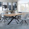 Bronx Industrial Oak Effect Dining Set with Spider Legs - Arctic Grey Velvet Fabric Swivel Dining Chair-3