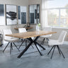 Bronx Industrial Oak Effect Dining Set with Spider Legs - Boden Cream Fabric Swivel Dining Chair-3