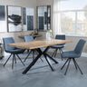 Bronx Industrial Oak Effect Dining Set with Spider Legs - Boden Dark Grey Fabric Swivel Dining Chair-5