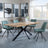 Bronx Industrial Oak Effect Dining Set with Spider Legs - Boden Green Fabric Swivel Dining Chair-4