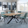 Bronx Industrial Oak Effect Dining Set with Spider Legs - Boden Green Fabric Swivel Dining Chair-4