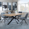 Bronx Industrial Oak Effect Dining Set with Spider Legs - Boden Grey Fabric Swivel Dining Chair-6